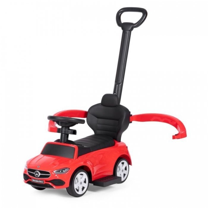 Ecotoys Masinuta pentru copii Mercedes C Class Rosu cu maner de impins volan interactiv cu sunete varsta 1-3 ani