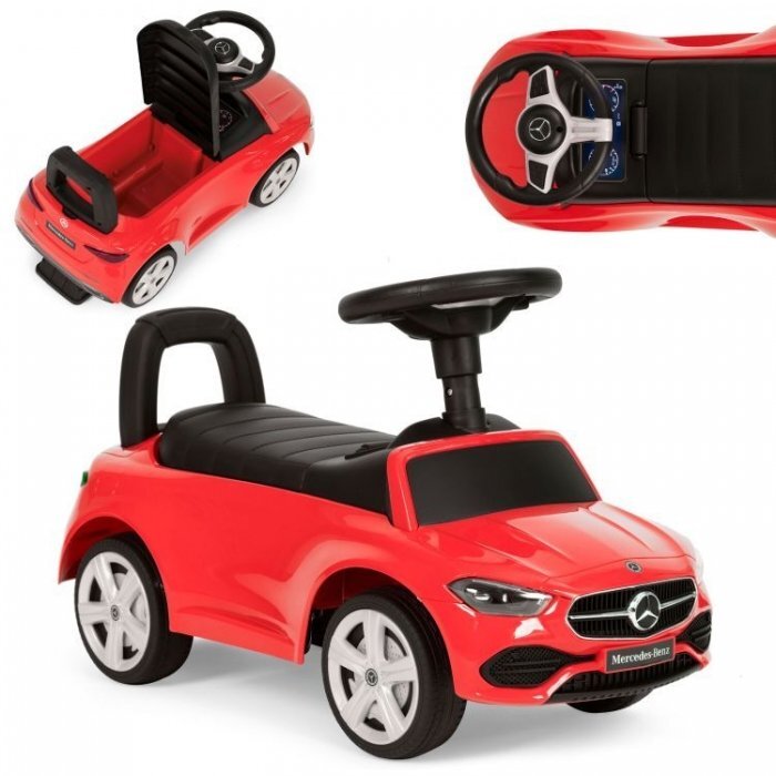 Ecotoys Masinuta pentru copii Mercedes C Class Rosu fara pedale volan interactiv cu sunete varsta 1-3 ani