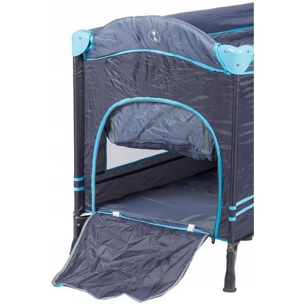 Ecotoys Patut pliabil bleumarin cu 2 nivele usita de acces cu fermoar plasa de tantari si geanta de transport incluse