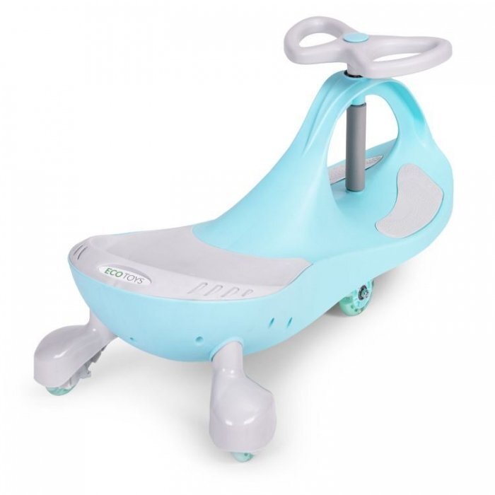 Ecotoys PlasmaCar gravitationala YM-SW-1 albastru tip barca cu roti led din cauciuc moale suporturi antiderapante pentru picioare sarcina maxima 120 kg