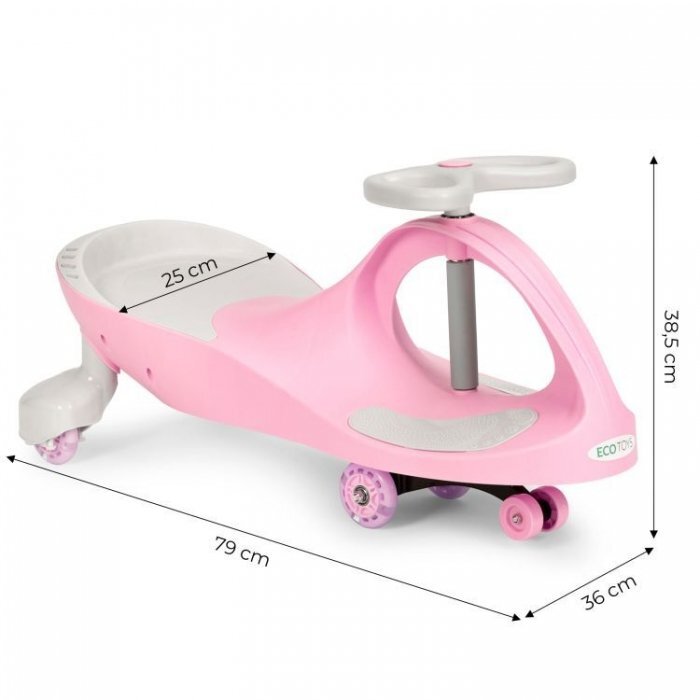 Ecotoys PlasmaCar gravitationala YM-SW-1 Pink tip barca cu roti led din cauciuc moale suporturi antiderapante pentru picioare sarcina maxima 120 kg