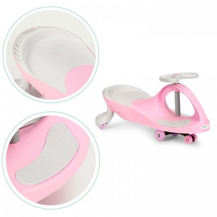 Ecotoys PlasmaCar gravitationala YM-SW-1 Pink tip barca cu roti led din cauciuc moale suporturi antiderapante pentru picioare sarcina maxima 120 kg