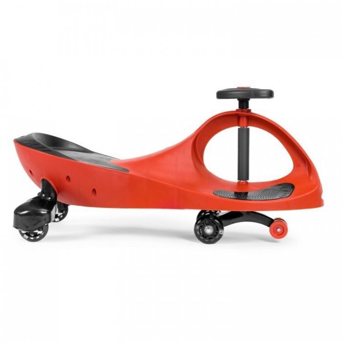 Ecotoys PlasmaCar gravitationala YM-SW-1 Rosu tip barca cu roti led din cauciuc moale suporturi antiderapante pentru picioare sarcina maxima 120 kg
