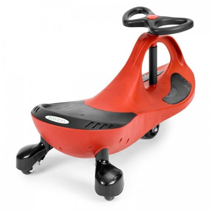 Ecotoys PlasmaCar gravitationala YM-SW-1 Rosu tip barca cu roti led din cauciuc moale suporturi antiderapante pentru picioare sarcina maxima 120 kg