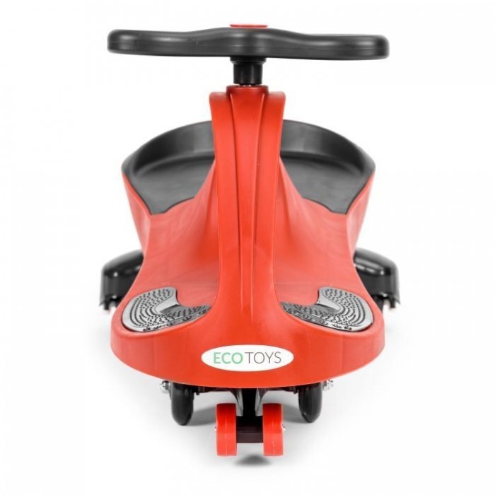 Ecotoys PlasmaCar gravitationala YM-SW-1 Rosu tip barca cu roti led din cauciuc moale suporturi antiderapante pentru picioare sarcina maxima 120 kg