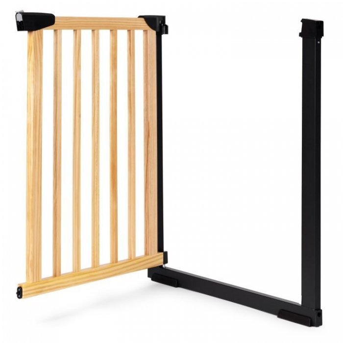 Ecotoys Poarta de siguranta 74-80 cm din lemn cu rama metalica
