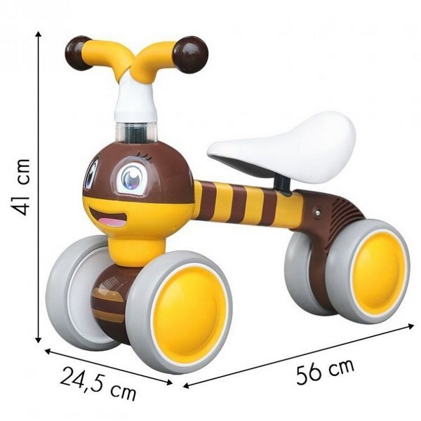 Ecotoys Ride-On copii fara pedale Albinuta LC-V1308 galben varsta 10-36 luni greutate maxima admisa 20 kg sezut moale din spuma