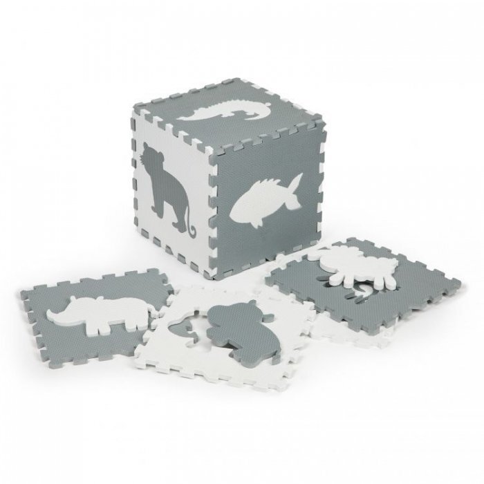 Ecotoys Salteluta de joaca cu animale si cu pereti 36 elemente ECOEVA001 gri