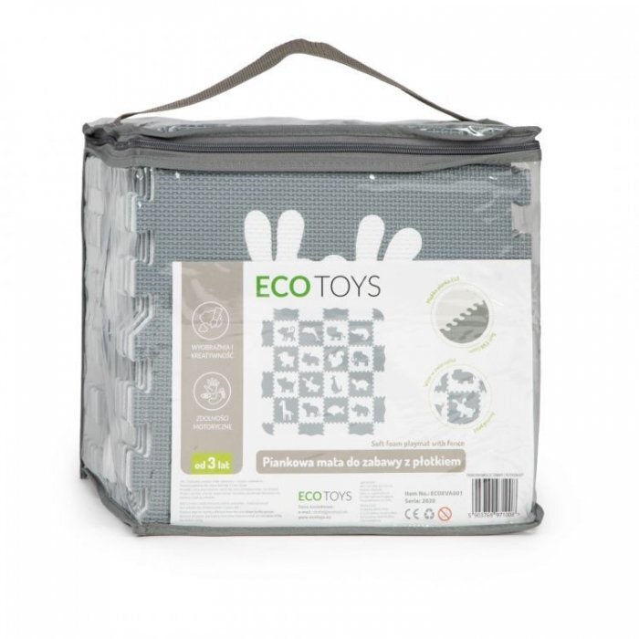 Ecotoys Salteluta de joaca cu animale si cu pereti 36 elemente ECOEVA001 gri