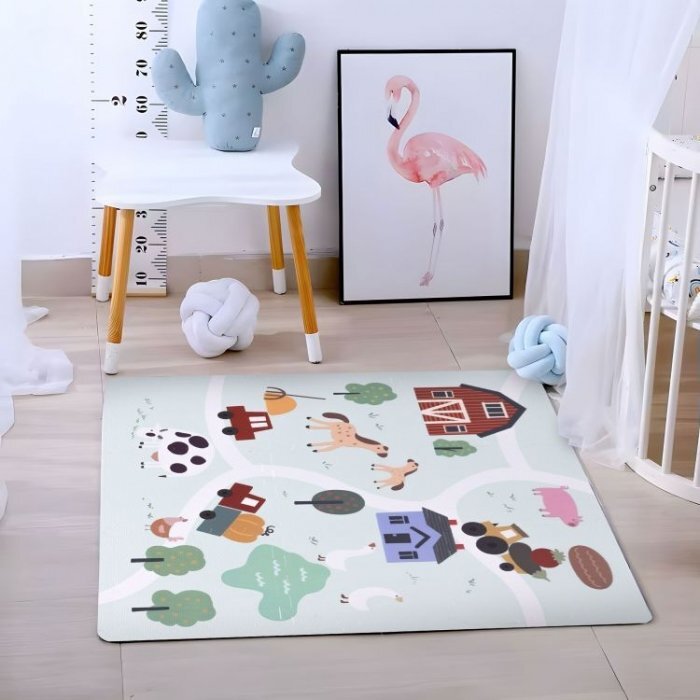 Ecotoys Salteluta de joaca pentru copii 90.5 x 90.5 x 1 cm Ferma