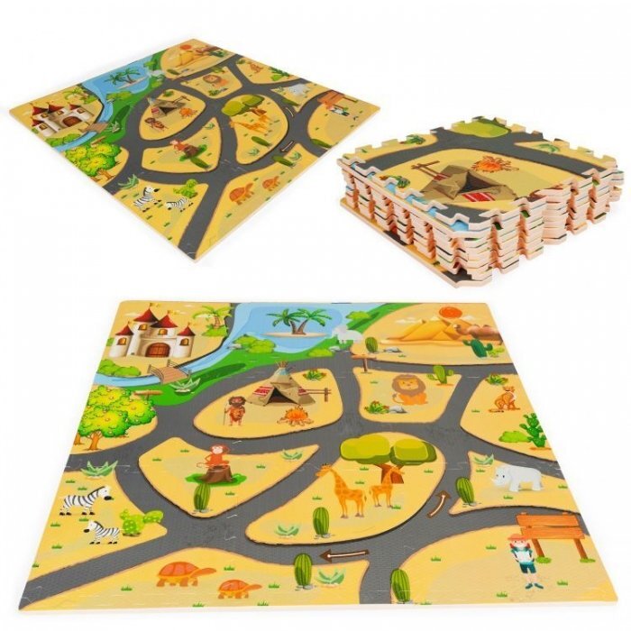 Ecotoys Salteluta educationala pentru joaca 9 elemente Safari ECOEVA009