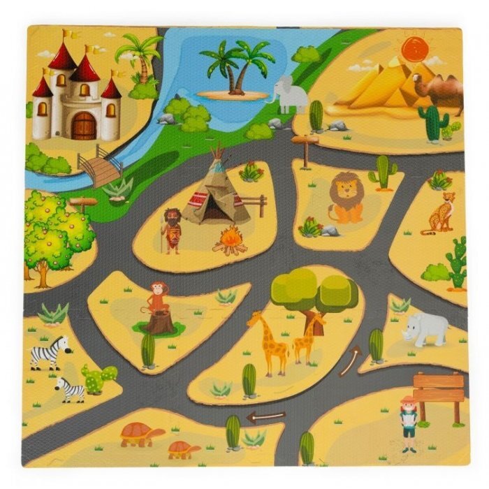 Ecotoys Salteluta educationala pentru joaca 9 elemente Safari ECOEVA009
