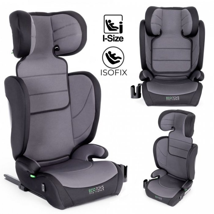 Ecotoys Scaun auto cu Isofix Gri grupa 100-150 cm i-Size omologare R12903