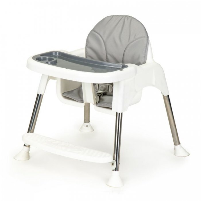 Ecotoys Scaun de masa 2 in 1 cu tapiterie Alb