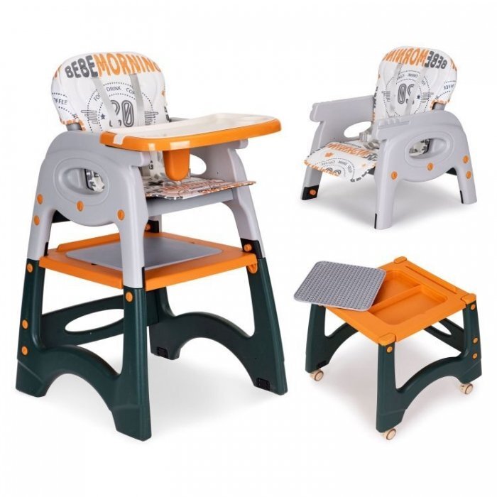 Ecotoys Scaun de masa 2 in 1 pentru copii Portocaliu