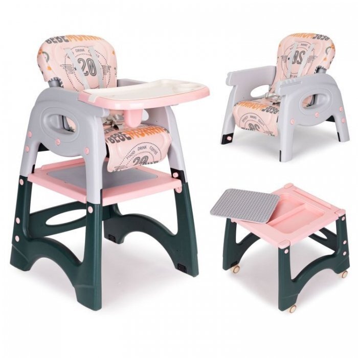 Ecotoys Scaun de masa 2 in 1 pentru copii Roz