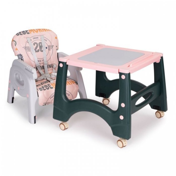 Ecotoys Scaun de masa 2 in 1 pentru copii Roz