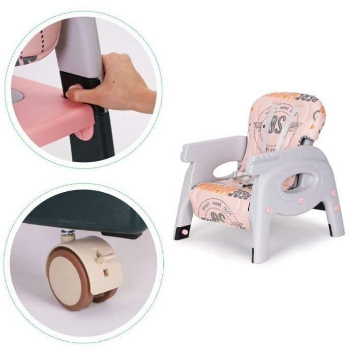 Ecotoys Scaun de masa 2 in 1 pentru copii Roz