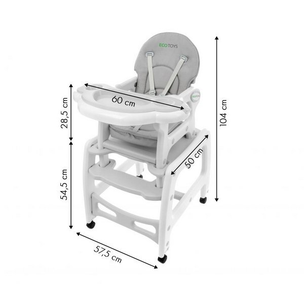 Ecotoys Scaun de masa 3 in 1 HC-223 Gri