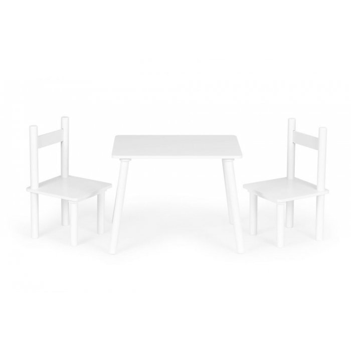 Ecotoys Set de masa cu doua scaune pentru copii alb
