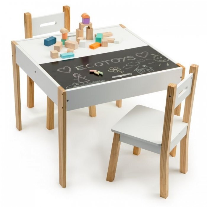 Ecotoys Set de masa cu doua scaune pentru copii OTI43