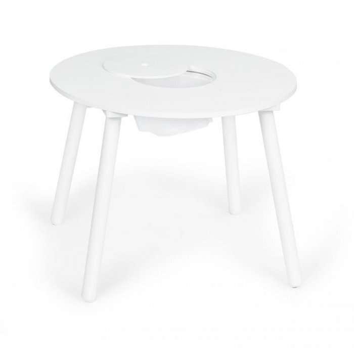 Ecotoys Set de masa cu doua scaune pentru copii si loc de depozitare jucarii alb