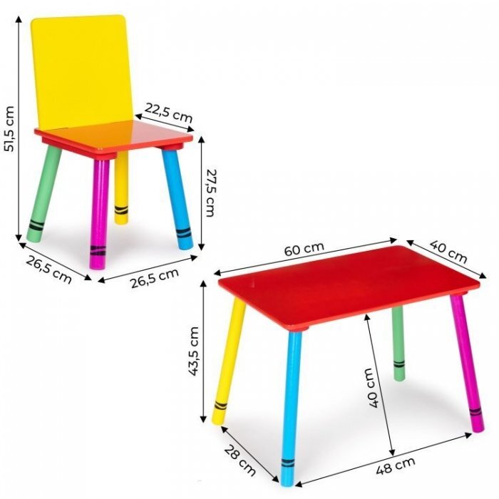 Ecotoys Set de masa cu doua scaune pentru copii ZKB-10