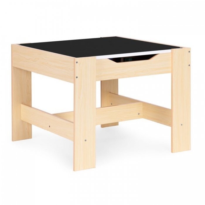 Ecotoys Set masa cu doua scaune pentru copii Natur cu spatiu pentru depozitare si tabla