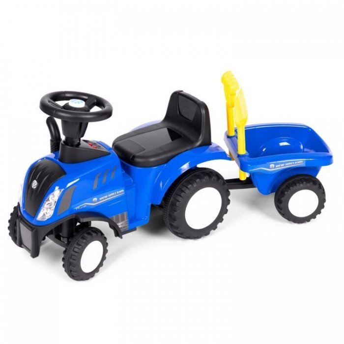 Ecotoys Tractor fara pedale New Holland cu remorca pentru copii 658T Albastru
