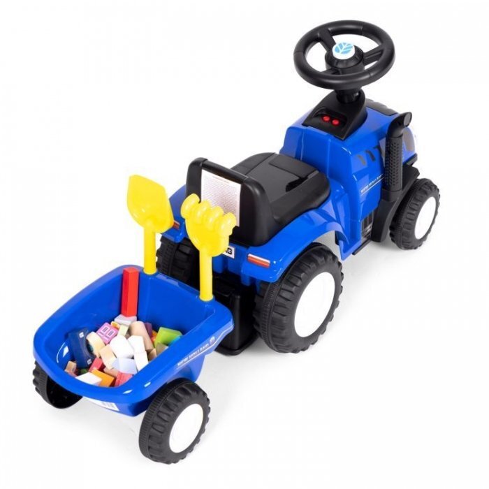 Ecotoys Tractor fara pedale New Holland cu remorca pentru copii 658T Albastru