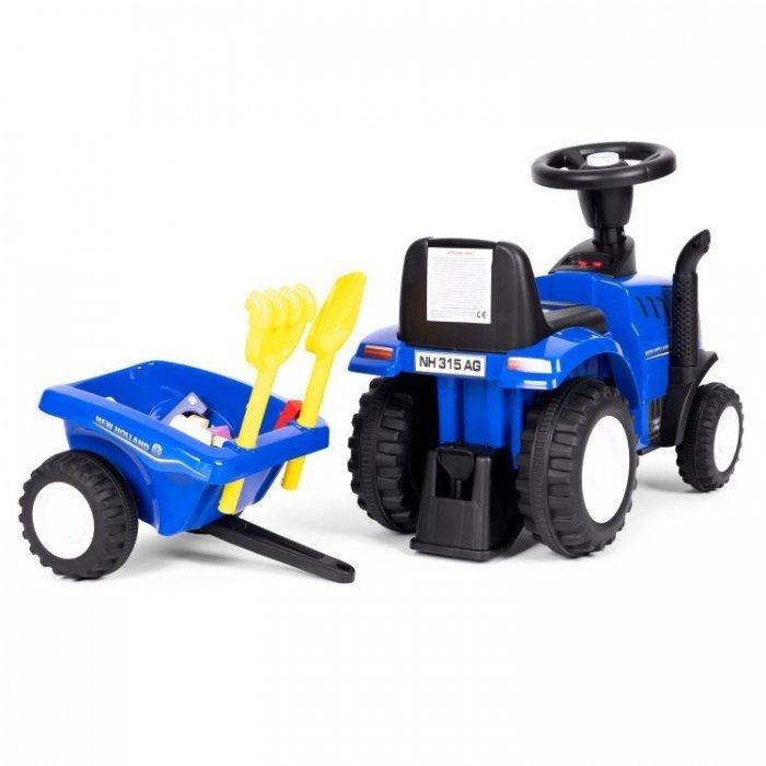 Ecotoys Tractor fara pedale New Holland cu remorca pentru copii 658T Albastru