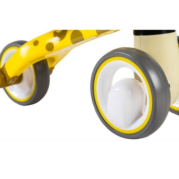 Ecotoys Tricicleta copii fara pedale LB1603 Galben varsta 1-3 ani scaun confortabil si moale roti duble fata functie de blocare a ghidonului sarcina maxima admisa 20 kg