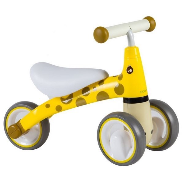 Ecotoys Tricicleta copii fara pedale LB1603 Galben varsta 1-3 ani scaun confortabil si moale roti duble fata functie de blocare a ghidonului sarcina maxima admisa 20 kg