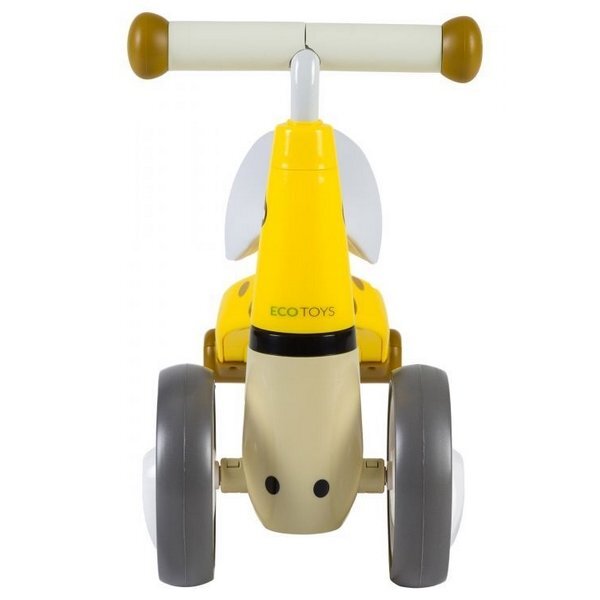 Ecotoys Tricicleta copii fara pedale LB1603 Galben varsta 1-3 ani scaun confortabil si moale roti duble fata functie de blocare a ghidonului sarcina maxima admisa 20 kg