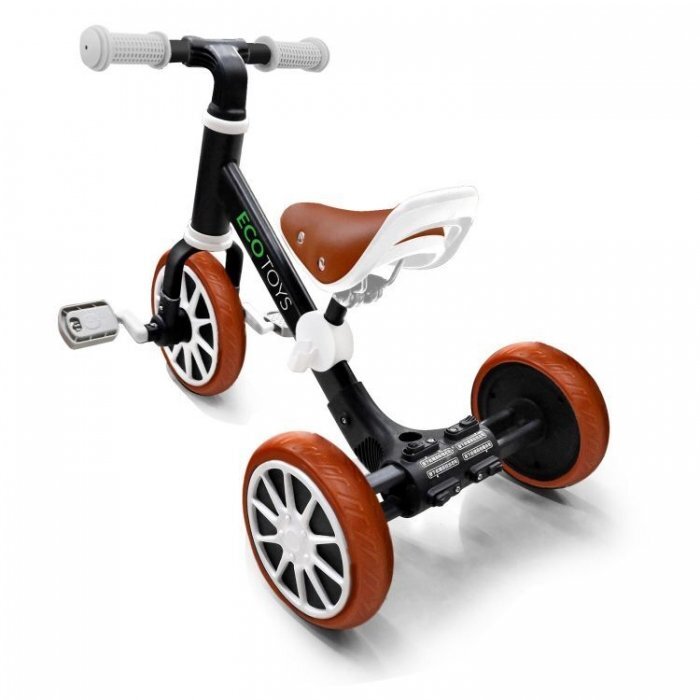 Ecotoys Tricicleta de echilibru 3 in 1 cu pedale pentru copii LC-V1322 Negru transformabila in bicicleta de echilibru inaltime reglabila roti din spuma EVA sarcina maxima admisa 30 de kg