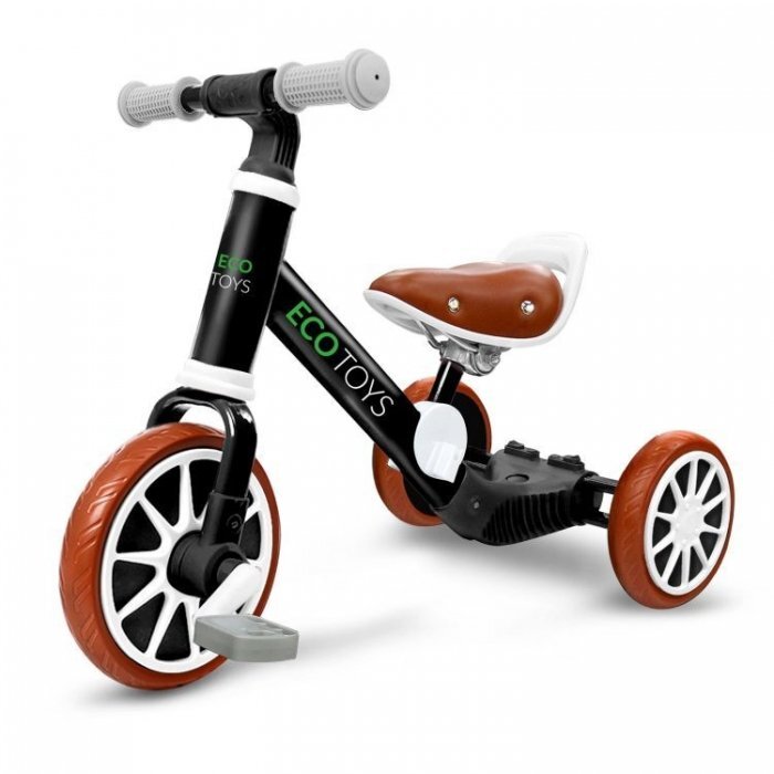 Ecotoys Tricicleta de echilibru 3 in 1 cu pedale pentru copii LC-V1322 Negru transformabila in bicicleta de echilibru inaltime reglabila roti din spuma EVA sarcina maxima admisa 30 de kg