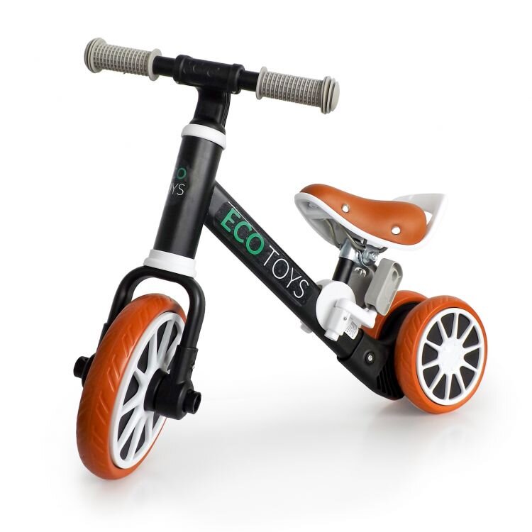 Ecotoys Tricicleta de echilibru 3 in 1 cu pedale pentru copii LC-V1322 Negru transformabila in bicicleta de echilibru inaltime reglabila roti din spuma EVA sarcina maxima admisa 30 de kg