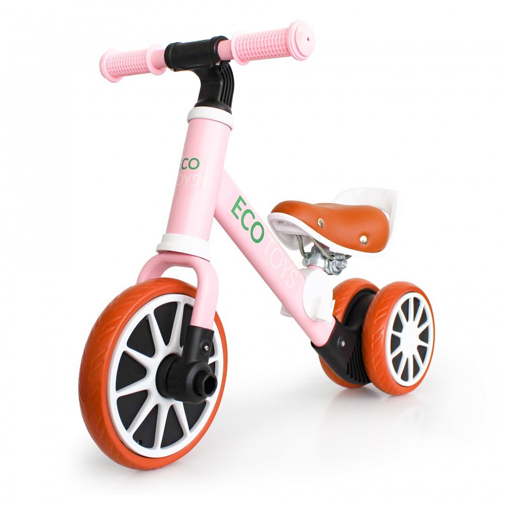 Ecotoys Tricicleta de echilibru 3 in 1 cu pedale pentru copii LC-V1322 Roz transformabila in bicicleta de echilibru inaltime reglabila roti din spuma EVA sarcina maxima admisa 30 de kg