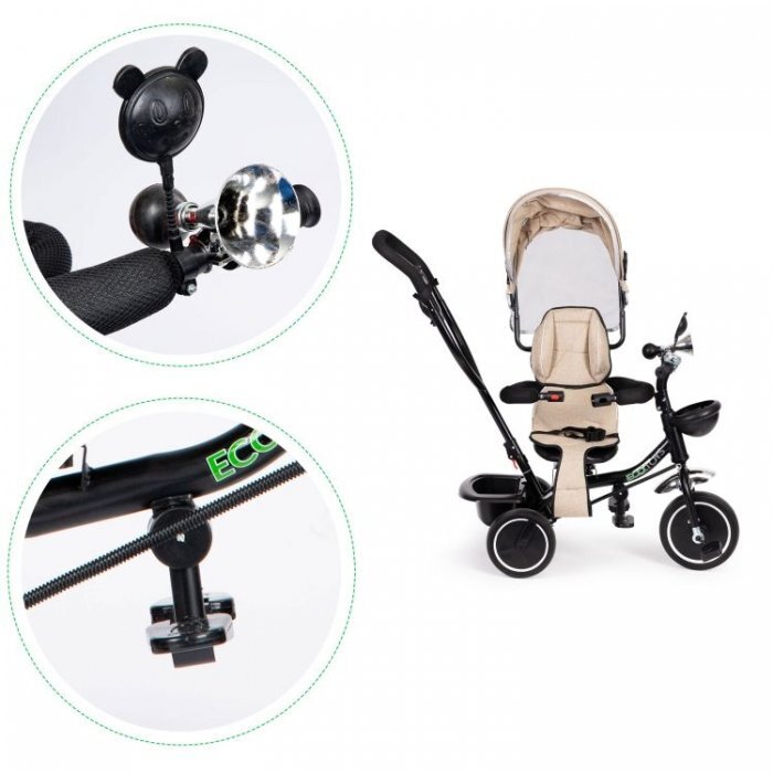 Ecotoys Tricicleta pentru copii JM-066-9 Rosu cu sezut rotativ de la 12 luni roti din spuma Eva suport picioare parasolar ajustabil si detasabil