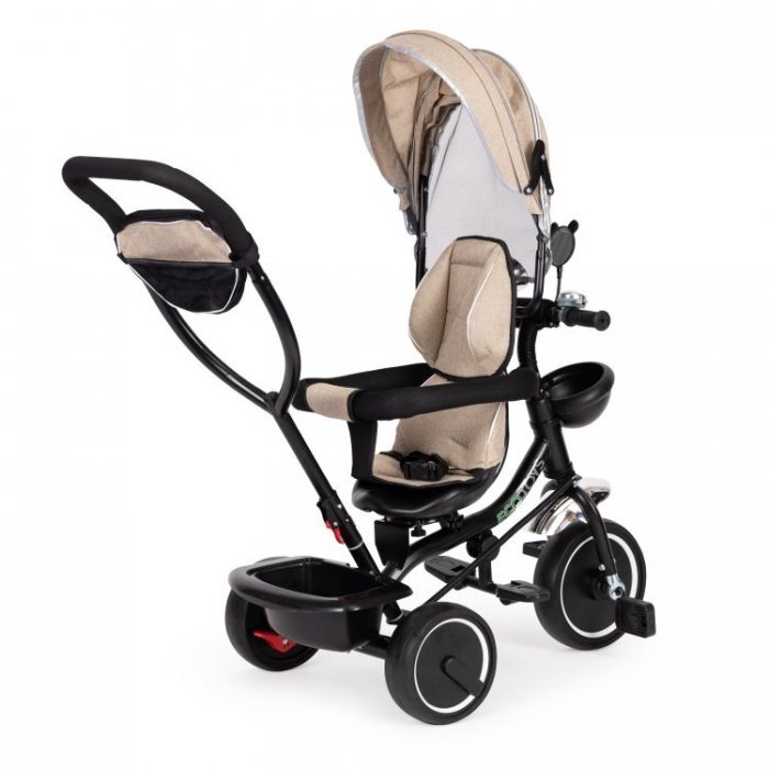 Ecotoys Tricicleta pentru copii JM-066-9 Rosu cu sezut rotativ de la 12 luni roti din spuma Eva suport picioare parasolar ajustabil si detasabil
