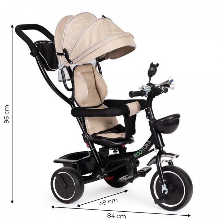 Ecotoys Tricicleta pentru copii JM-066-9 Rosu cu sezut rotativ de la 12 luni roti din spuma Eva suport picioare parasolar ajustabil si detasabil