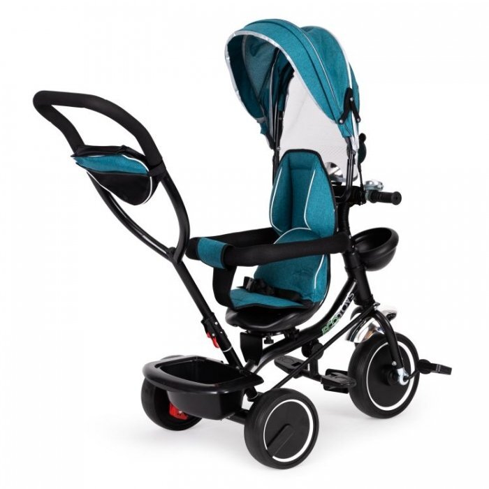 Ecotoys Tricicleta pentru copii JM-066-9 Verde cu sezut rotativ de la 12 luni roti din spuma Eva suport picioare parasolar ajustabil si detasabil