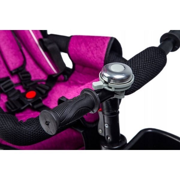 Ecotoys Tricicleta pentru copii Jm-068-17 Roz cu sezut rotativ spatar reglabil in 4 pozitii roti din cauciuc frana si greutate maxim admisa 25 kg