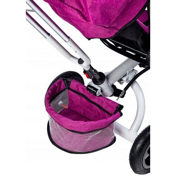 Ecotoys Tricicleta pentru copii Jm-068-17 Roz cu sezut rotativ spatar reglabil in 4 pozitii roti din cauciuc frana si greutate maxim admisa 25 kg