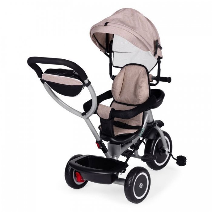 Ecotoys Tricicleta pentru copii WQL-066-52 Bej 2 in 1 cu scaun rotativ 360 roti din spuma EVA greutate admisa 25kg
