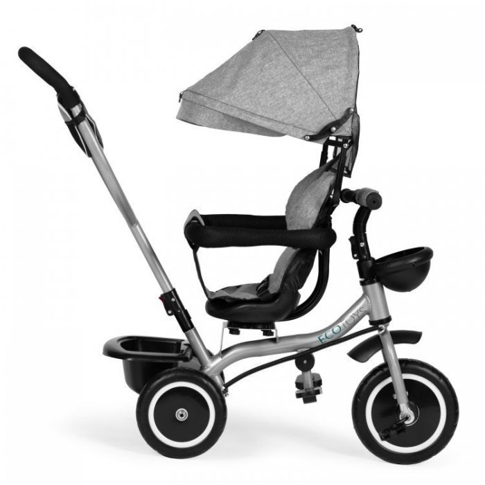 Ecotoys Tricicleta pentru copii WQL-066-52 Gri 2 in 1 cu scaun rotativ 360 roti din spuma EVA greutate admisa 25kg
