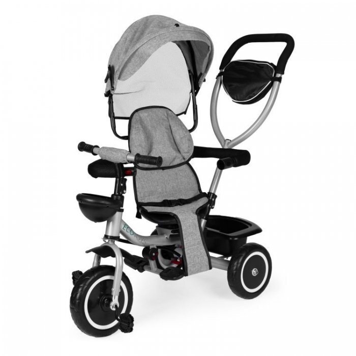 Ecotoys Tricicleta pentru copii WQL-066-52 Gri 2 in 1 cu scaun rotativ 360 roti din spuma EVA greutate admisa 25kg