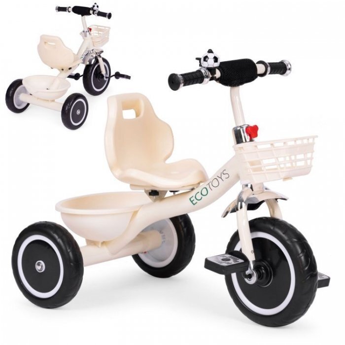 Ecotoys Tricicleta pentru copii WQL-1999 Bej cu pedale roti din spuma EVA greutate admisa 25 kg