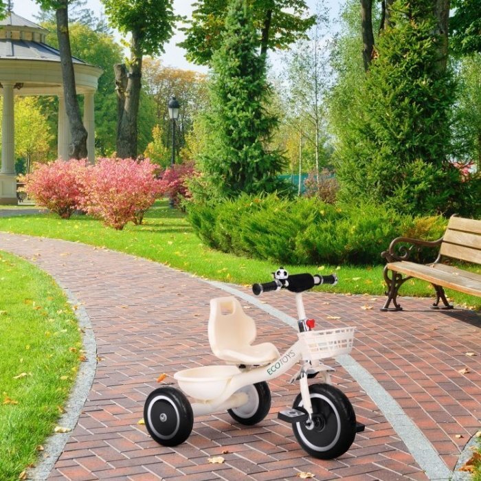 Ecotoys Tricicleta pentru copii WQL-1999 Bej cu pedale roti din spuma EVA greutate admisa 25 kg