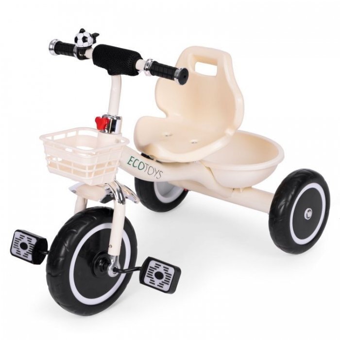 Ecotoys Tricicleta pentru copii WQL-1999 Bej cu pedale roti din spuma EVA greutate admisa 25 kg